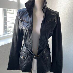 ANDREW MARC | Women's Black Leather Jacket - Size S